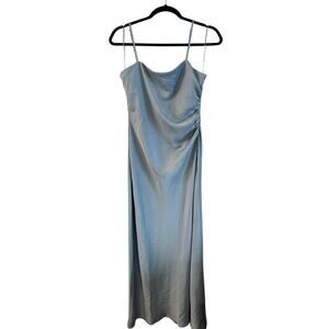 House Of Harlow 1960 Baby Blue Satin Slip Dress With Slit Size Large Cinched